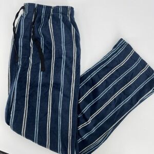 Mens XL Joe Boxer Sweatpants Navy Blue with White/Light Blue vertical Stripe